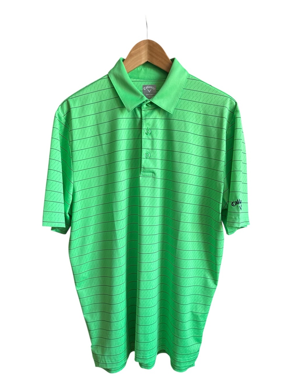 Callaway Opti-Dri Men’s M Golf Polo Shirt Green Black Stripe Performance